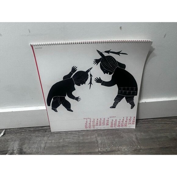 Vintage 1970 Holman Eskimo Art Wall Calendar Red and White - Picture 3 of 4